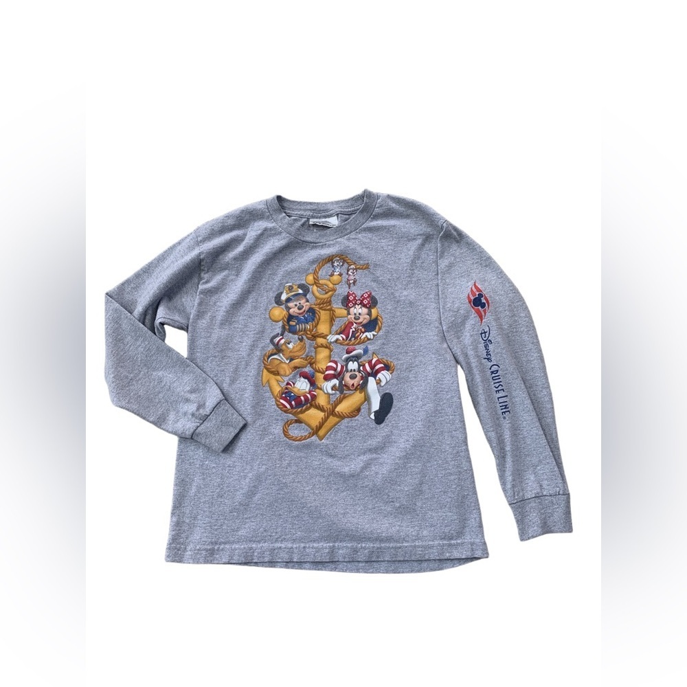 Vintage Disney Cruise Line Kids Size Large, L, Anchor Graphic Long Sleeve Shirt